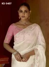 Pankhudi By Kimora Pure Based Fancy Fabric Handwork Designer Saree